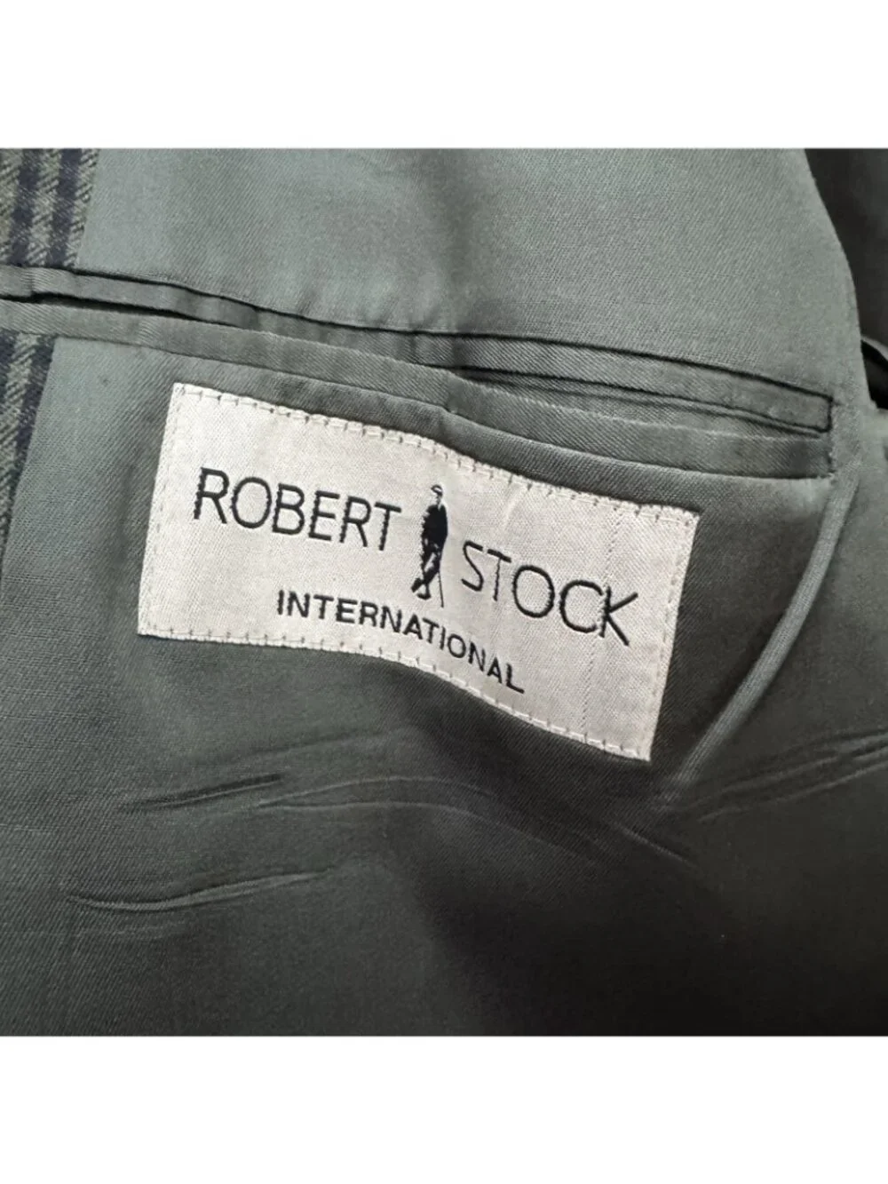 Robert Stock 43R Olive Check Sport Coat Blazer 2 Button Classic Jacket